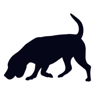 a black and white silhouette of a dog