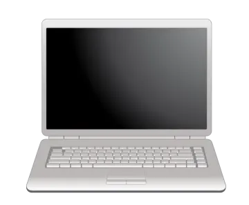 a laptop computer with a blank screen