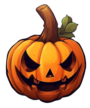 a pumpkin with a green leaf on top