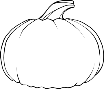 a black and white drawing of a pumpkin