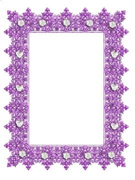 a purple frame with hearts and flowers on it