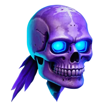 an image of a skull with blue eyes
