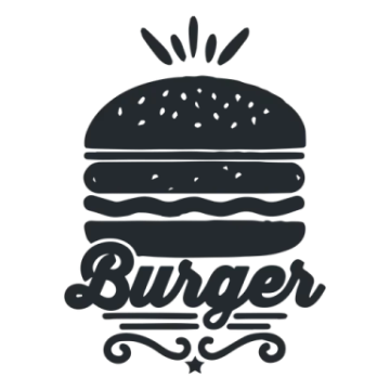 a hamburger with the word burger written on it