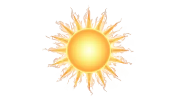 a yellow sun on a white background