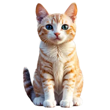 an orange and white cat sitting on a white background