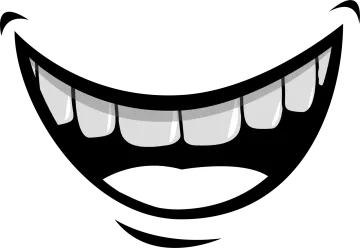 a black and white image of a smiling face