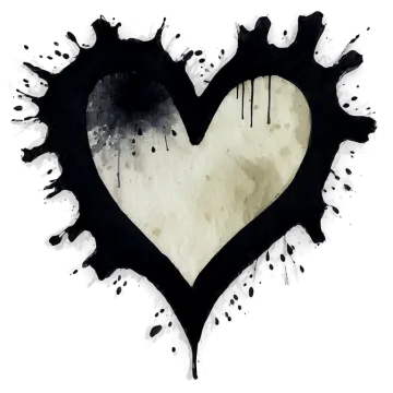 a black and white heart on a white background