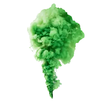 a green smoke cloud on a white background