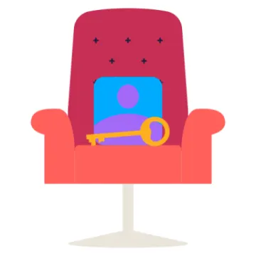 a red chair with a baby in it