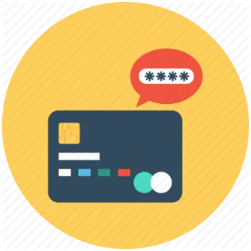 a credit card with a speech bubble above it