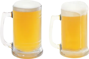 two glasses of beer on a white background