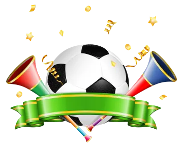 a soccer ball with flags and cons