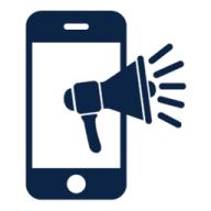 a phone with a megaphone on the screen