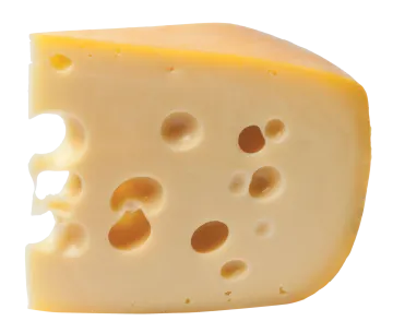 a piece of cheese on a white background