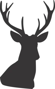 a deer head silhouetted on a white background