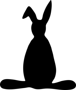 a black and white silhouette of a rabbit
