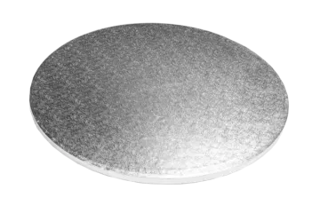 a round silver plate on a white background