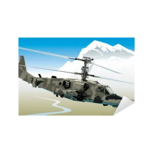 a helicopter flying over a mountain range