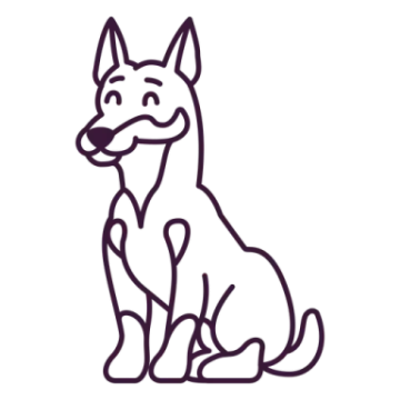 a black and white drawing of a dog