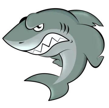 a cartoon shark with its mouth open