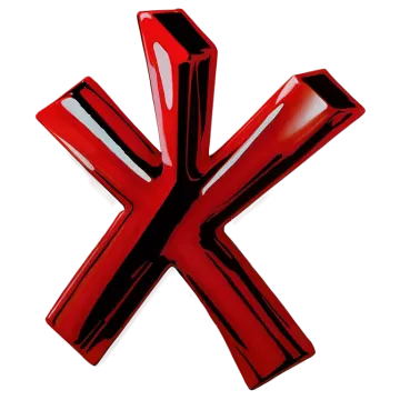 the letter x is red and black