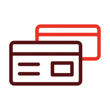 two credit cards with a red and white stripe