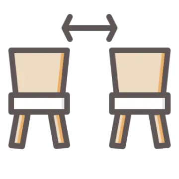 two chairs with arrows pointing up and down
