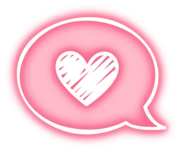 a pink heart in a speech bubble