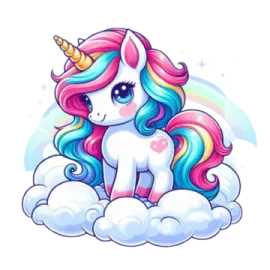 a unicorn sitting on top of a cloud