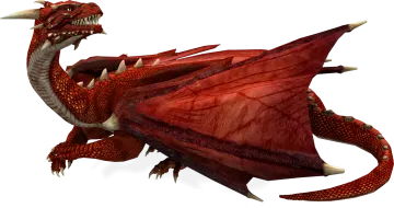 a red dragon is flying in the air