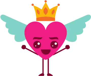 a heart with wings and a crown on top