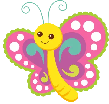 a cartoon butterfly with polka dots on its wings