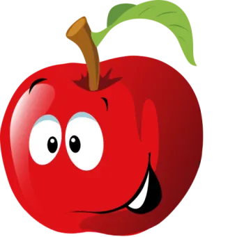 a red apple with a green leaf on top