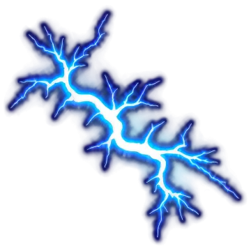 a blue lightning bolt on a white background