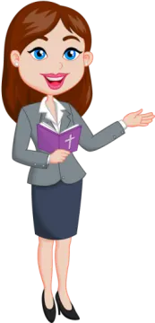 a woman in a business suit pointing at something