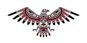 a red and black eagle on a white background