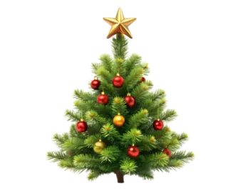 a christmas tree with red and gold ornaments