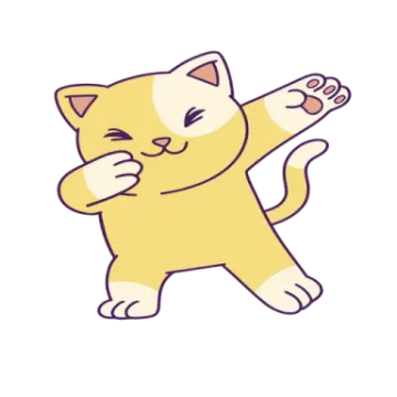 a cartoon cat with its paw raised up