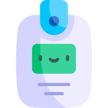 an icon of a robot with a smile on his face