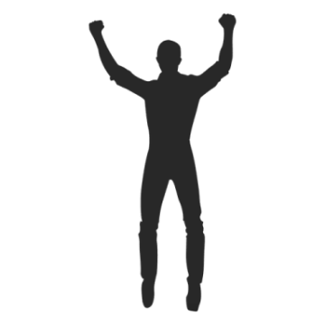 a silhouette of a man with his arms up
