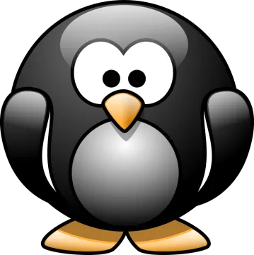 a black and white penguin with yellow feet
