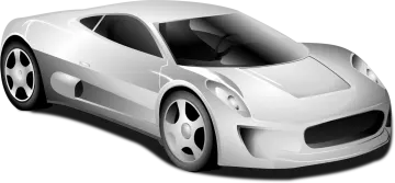 a white sports car with black rims