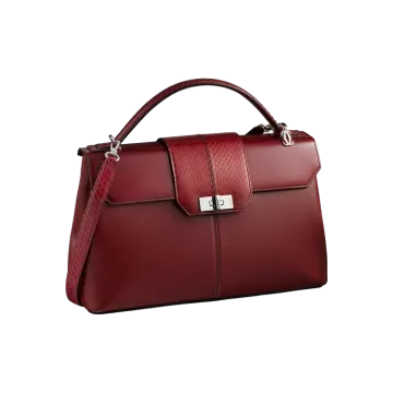 a red handbag on a white background
