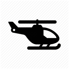 a black and white icon of a helicopter