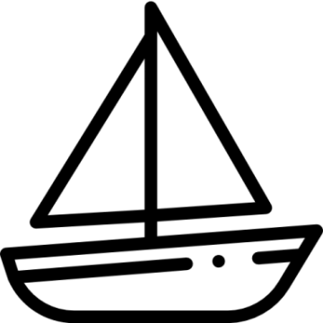 a black and white boat icon