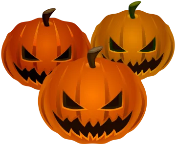 three pumpkins on a white background