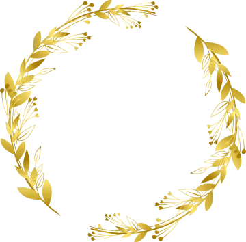 a gold wreath with leaves on it