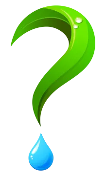 a green question sign with water drop
