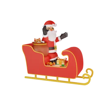 a santa claus on a sler with presents