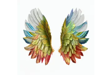 a pair of colorful wings